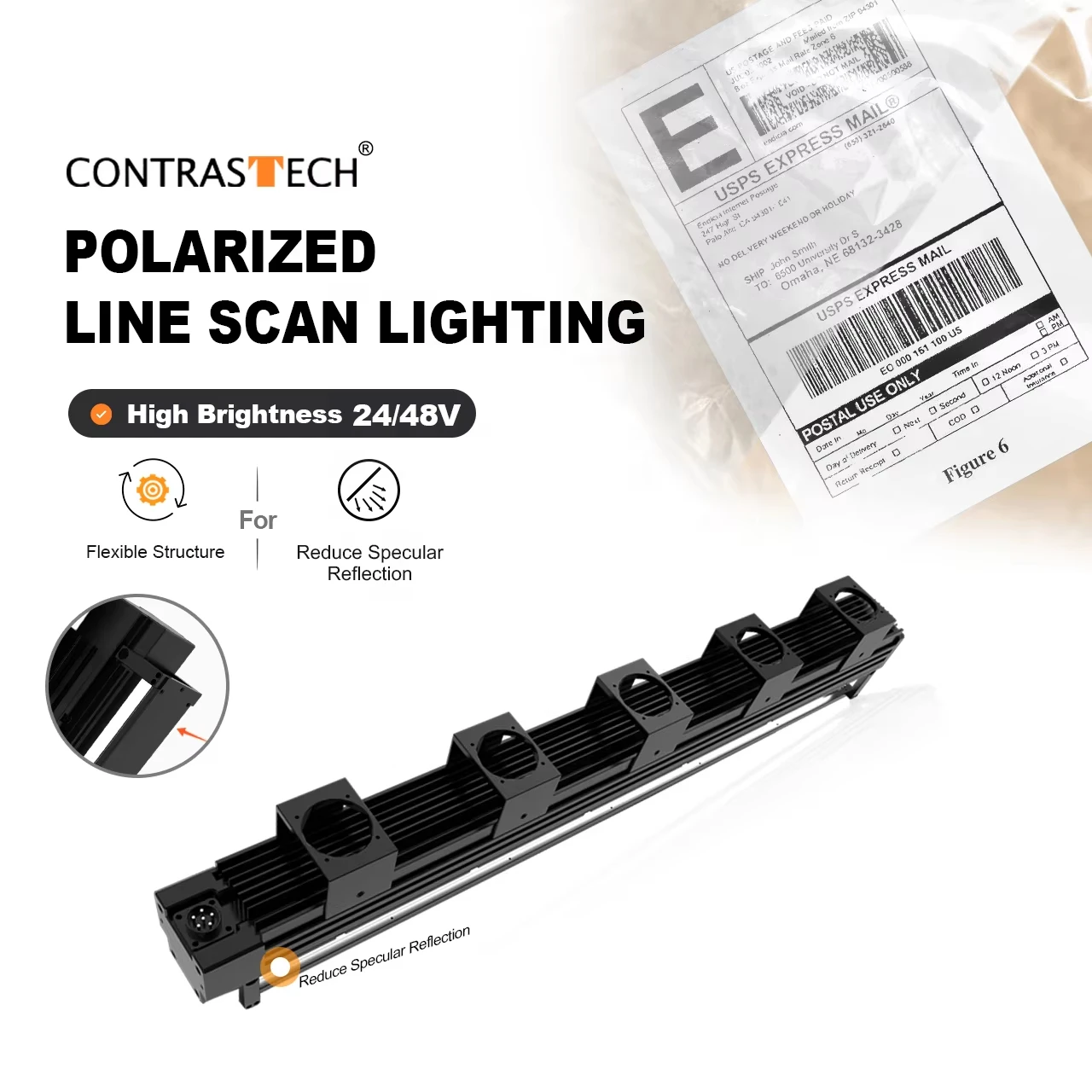 

OEM поляризованный светодиодный светильник высокой мощности для линейного сканирования, регулируемая оптика 60 000 часов для промышленной камеры сканирования 16K, новый