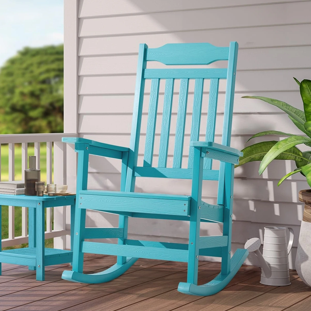 Outdoor Rocking Chair All Weather Resistant HDPS Poly Rocker Chairs Durable Front Porch Rocker with 350 lbs Weight Capacity