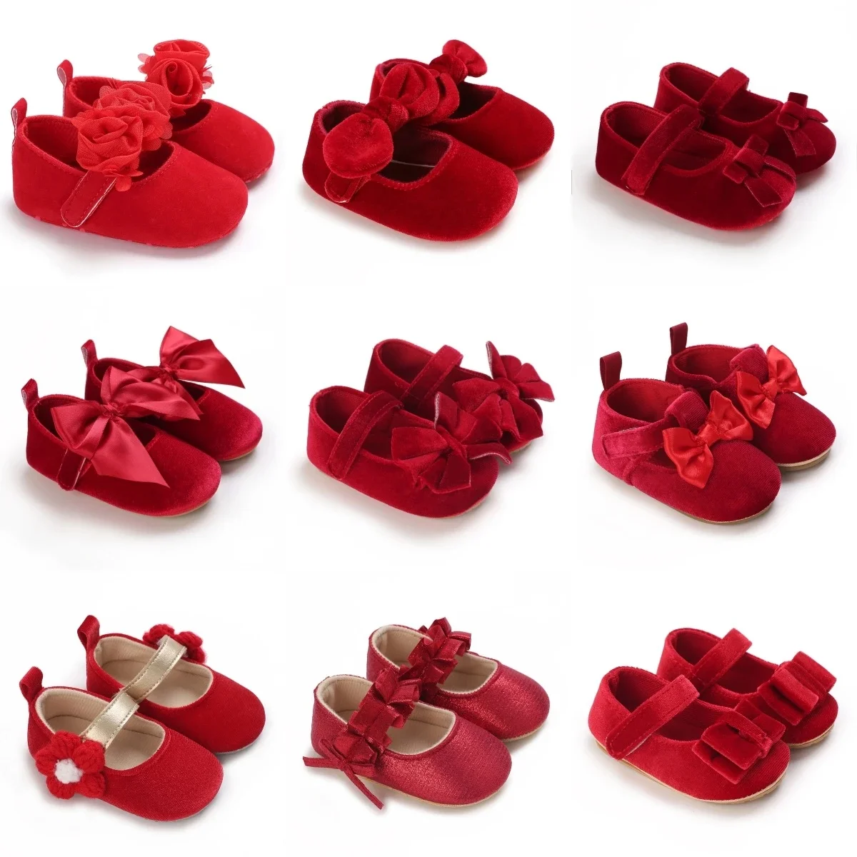 Chaussures de princesse rouges pour bébés de 0 à 1 ans, baskets à la mode, semelle souple, antidérapantes, chaussures de danse pour premiers pas
