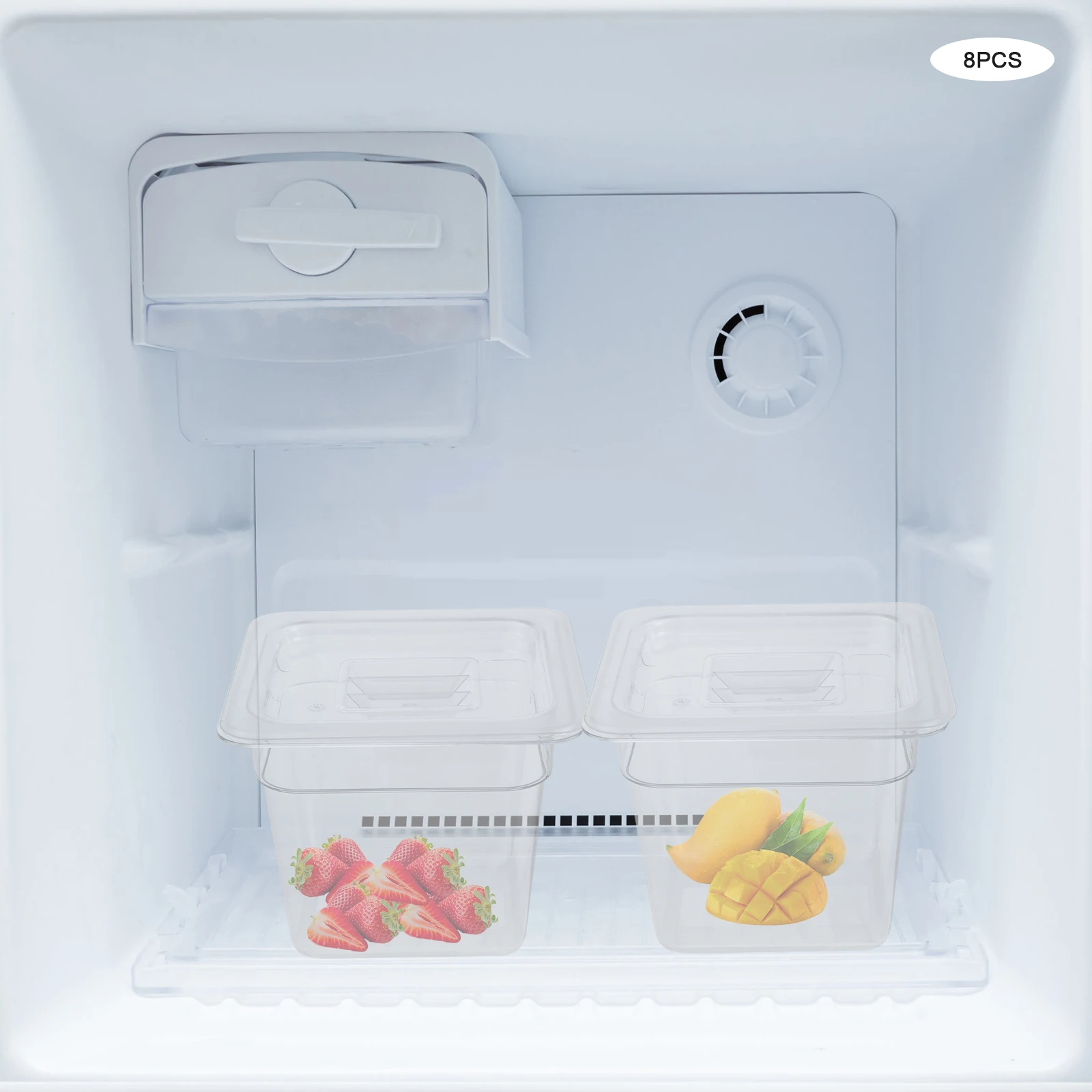 Pack Of 8 Clear Food Pan,PC Square Food Storage Containers With Lids,1/6 Food Pans For Kitchen Restaurant Food Prep