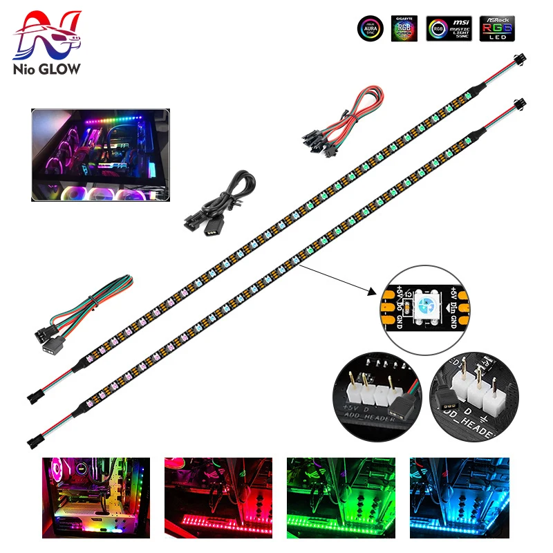 

WS2812 5V 3Pin Motherboard Sync RGB LED Strip for PC Case DIY Color Changing Breathing Running Effects PC Ambient Light