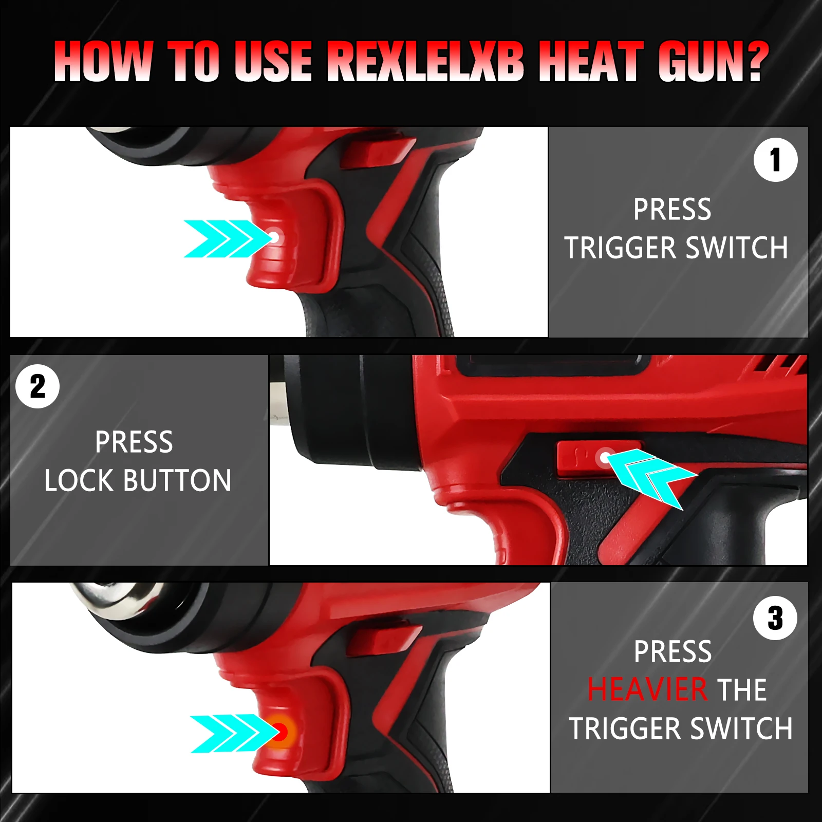 400W Cordless Heat Gun for Milwaukee 18V Battery 500°C Electric Hot Air Gun with 4 Nozzles for Crafts Shrinking PVC (No Battery)