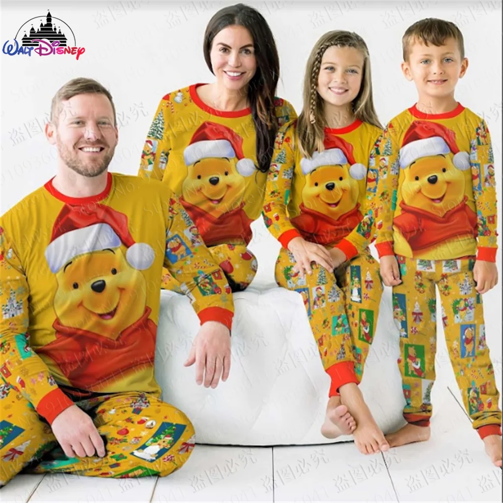 

Disney 2022 Christmas series Winnie the Pooh US size 3D print High Quality Ugly Christmas parent-child outfit pajamas suit