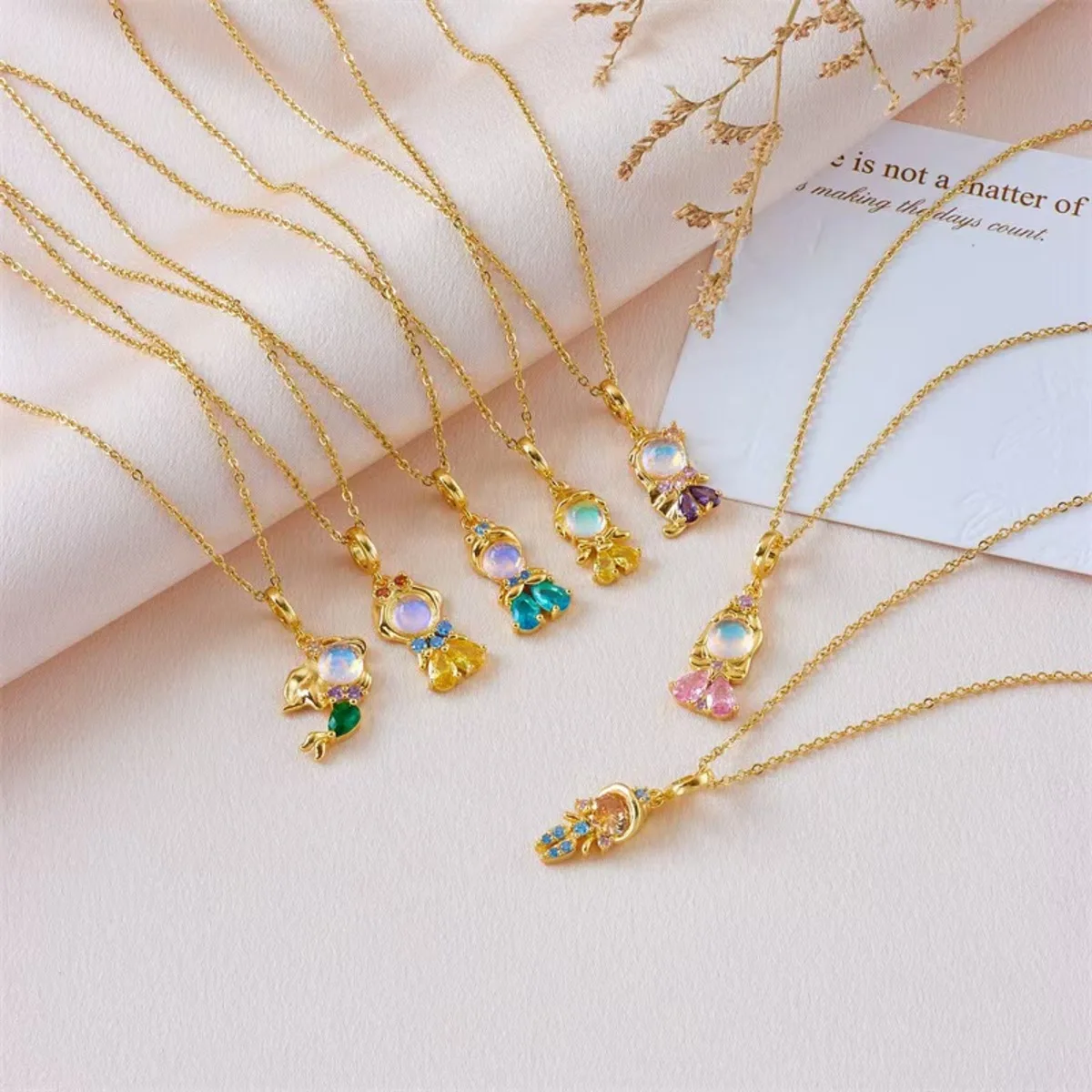 Fashionable Colorful Zircon Fairy Tale Little Princess Necklace Gold-plated Universal Chain Clavicle Chain Sweet Temperament image 2