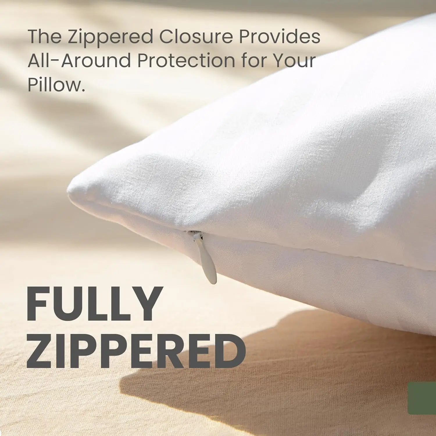 4PK Pillow Protectors With Zipper, Bed Pillow Cover, Luxury Hotel Quality, Breathable, Soft, Machine Washable,