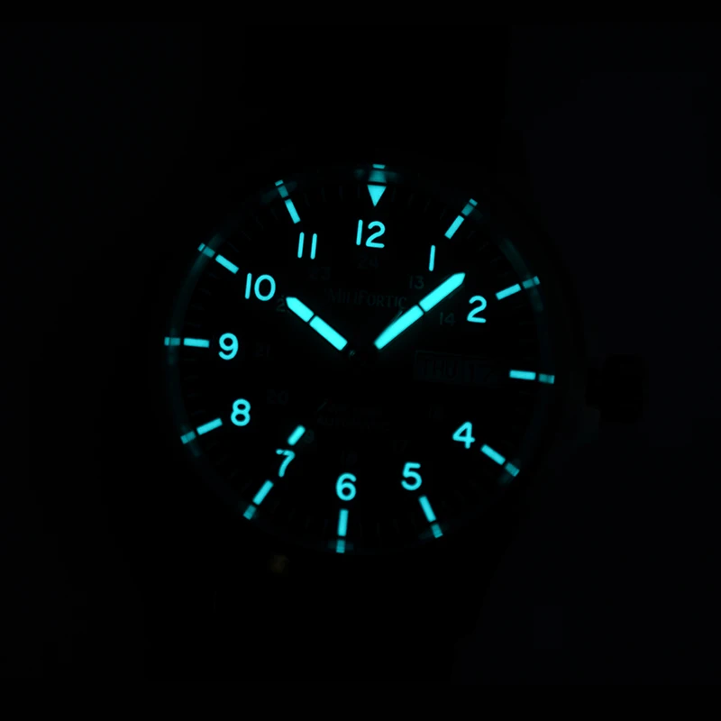 Milifortic M097 39mm المجال الساعات الرياضية الأوتوماتيكية NH36 المسمار في تاج تاريخ اليوم وظيفة الساعات الرجالية العسكرية #6