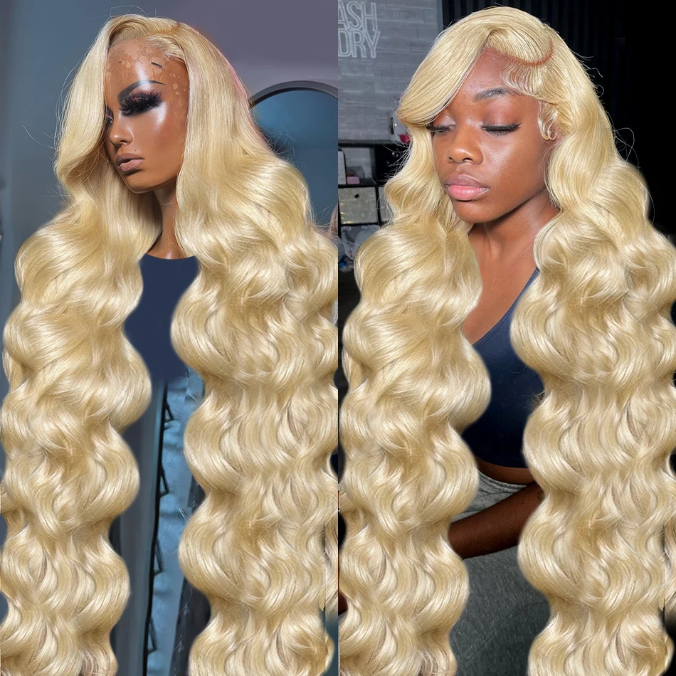 250% 613 Honey Blonde Body Wave 13x6 HD Transparent Lace Front Human Hair Wigs 30 32 Inch Color 13x4 Lace Frontal Wig For Women