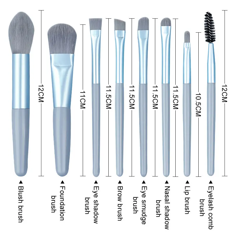 8pcs Mali Összeállítás ecsettel állítsa Maroktelefon utazási Lágy Szépítő Kabuki Összeállítás brushes Feltűnően néz Tükörkép Alapítvány Hajpor szempilla ecsettel szerszámok