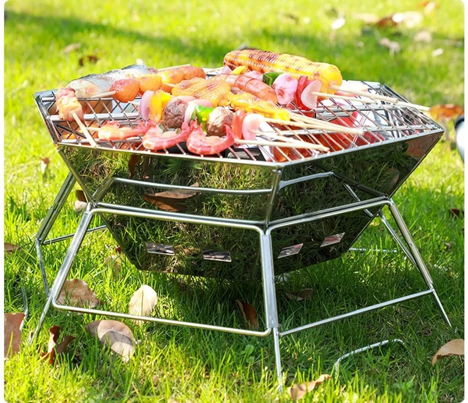 Inventory Stainless Steel BBQ Grill Folding Camping Barbecue Grill ourdoor foldable BBQ grill