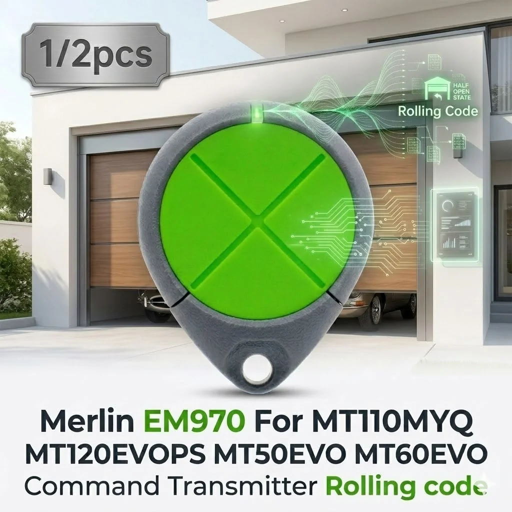 1/2PCS Merlin EM970 para MT110MYQ MT120EVOPS MT50EVO MT60EVO Transmissor de Comando com Código Rolante 434.54 MHz