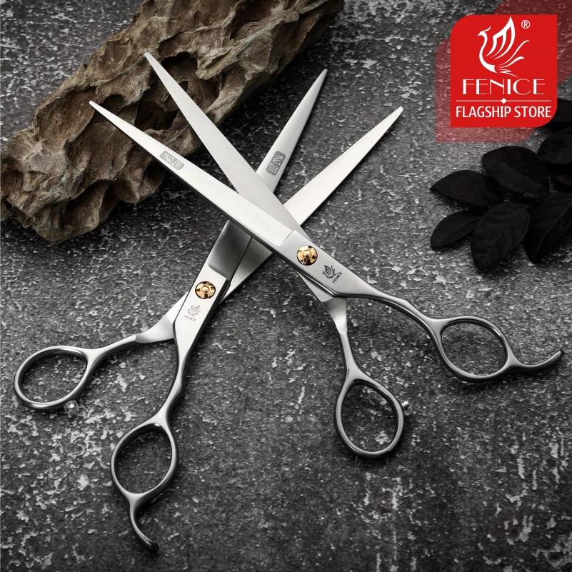 Fenice 7.0/7.5 Professional Grooming Cutting Straight Scissors Japan 440C Seratted Shear for Dogstylist