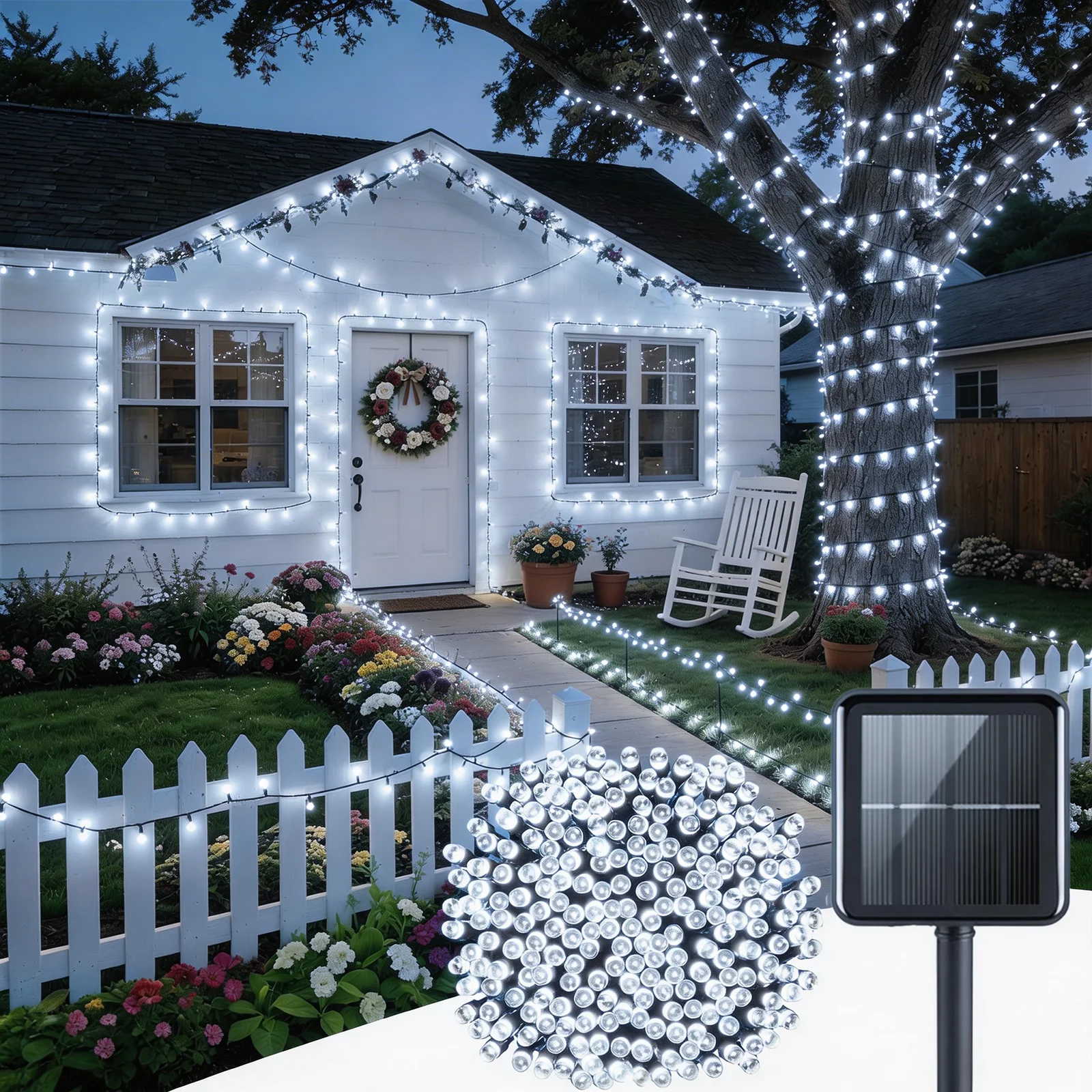 

72.18Ft Solar String Lights, 200LED IPX4 Fairy Lights for Outdoor Patio, Backyard, Porch, Wedding, Christmas Decor. 4