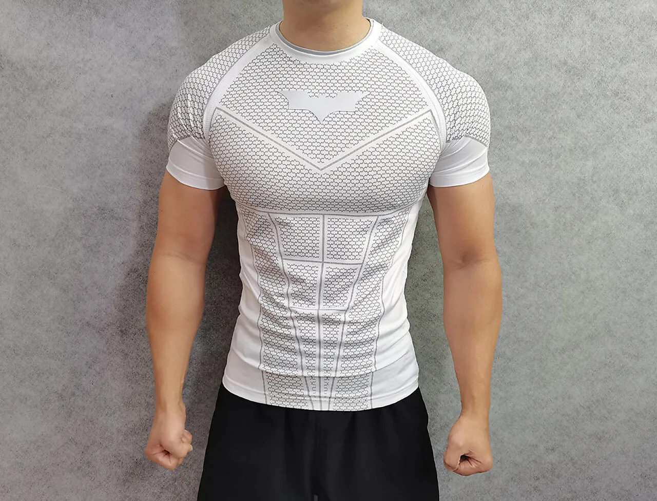 Herren Muskel-Sportshirt Schnelltrocknend Eng Anliegend Kurzarm Fitness Laufshirt Bodybuilding Freizeithemd – Detail 14
