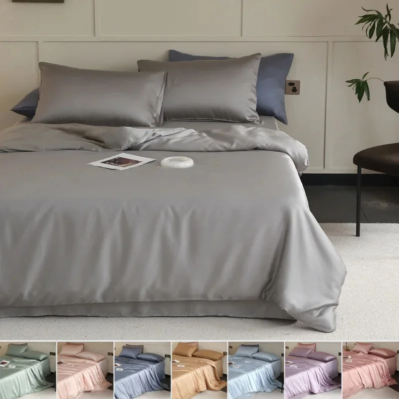 Mulberry Silk Bettbezug, 1 Stück, einfarbig, glatter Bettüberzug mit Reißverschluss, Doppelbett, King-Size, Queen-Size, Bettwäsche