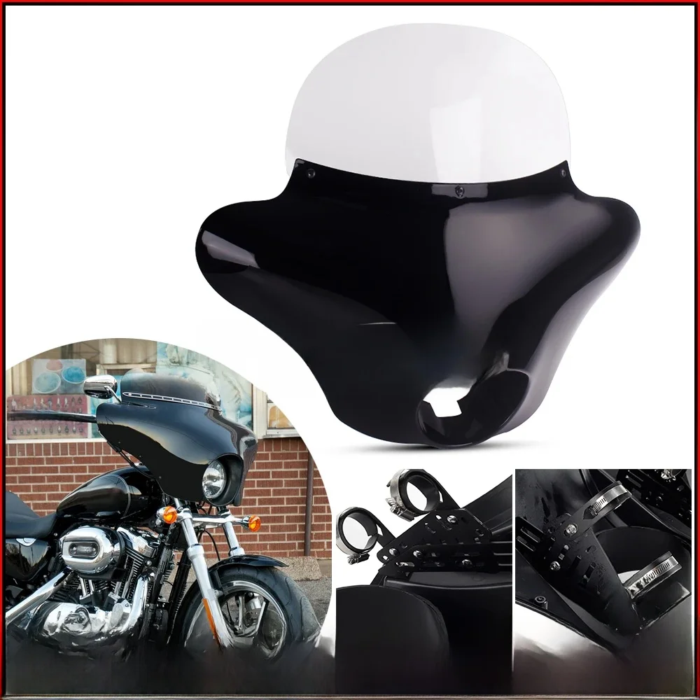 Voor Harley Sportster Custom Classic Batwing Koplamp Kuip Front Outer Cowl Protector Cover voor XL 883 1200 48 72 750 XL883N - afbeelding 2