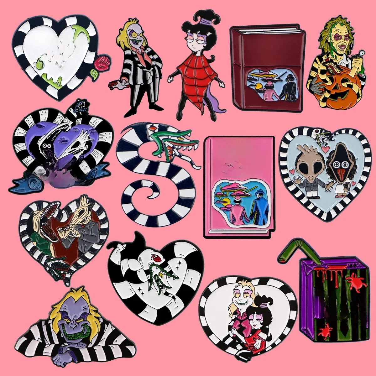 Broche en émail de film d'horreur de comédie, broche de revers en métal pour sacs à dos, broches de figurines d'anime, accessoires de bijoux de mode, cadeaux