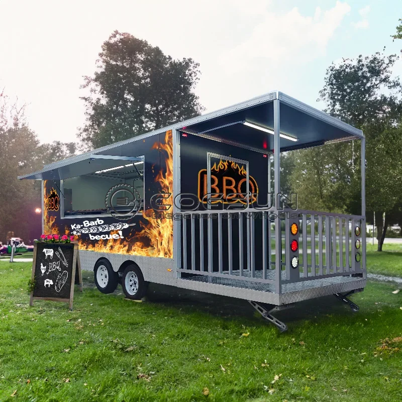 Cogsun Best Selling Mobile Food Trailer BBQ Pizza Coffee Fast Food Cart Mobile Kitchen Fully Equiped