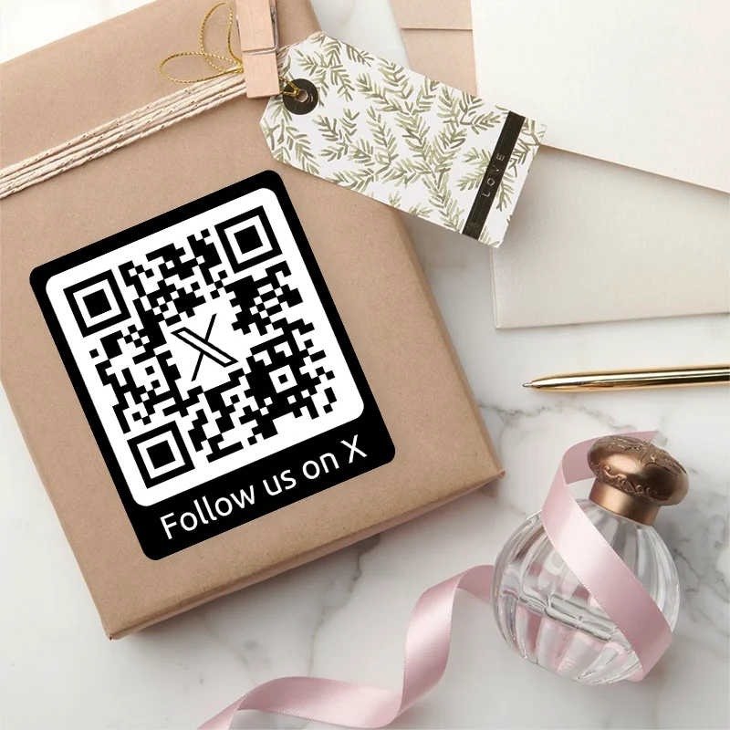Custom Stickers Follow Us On Instagram Social Media QR Code Round Sticker For Packaging Boxes and Envelope Thank You Stickers