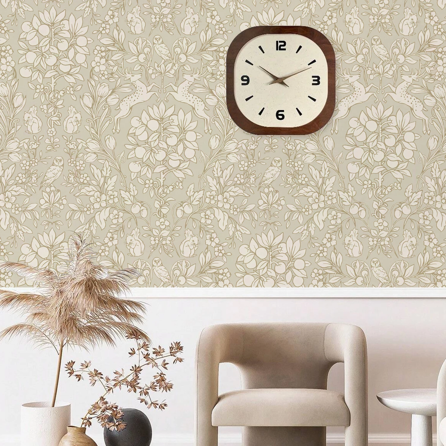 

1/2 pcs Boho Flowers Animals Rabbit Bird Elk Pastoral Wallpaper Cabinet Study Art Decal Bedroom Living Home Decor Waterproof
