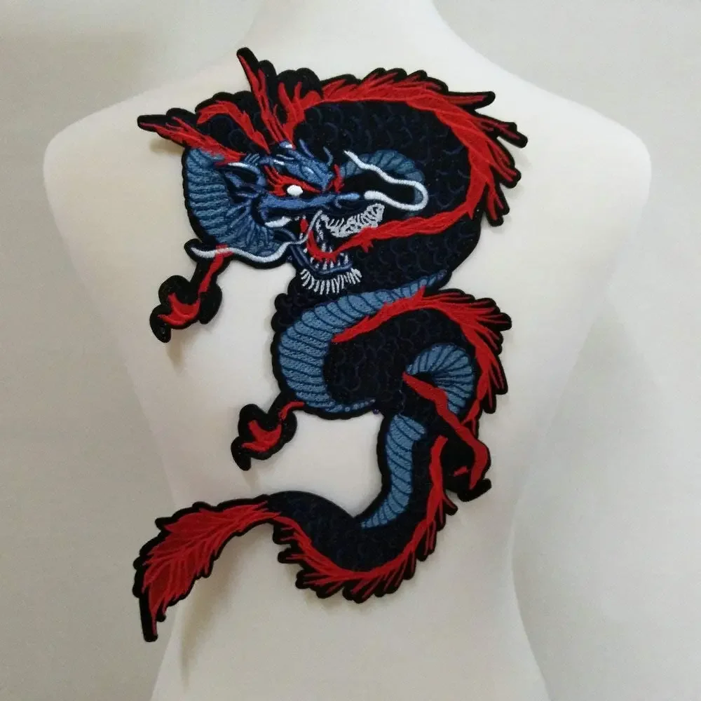 Grand Dragon brodé Applique à repasser sur Patch à coudre 13.4''Convient pour les jeans, vestes, vêtements, sacs DIY