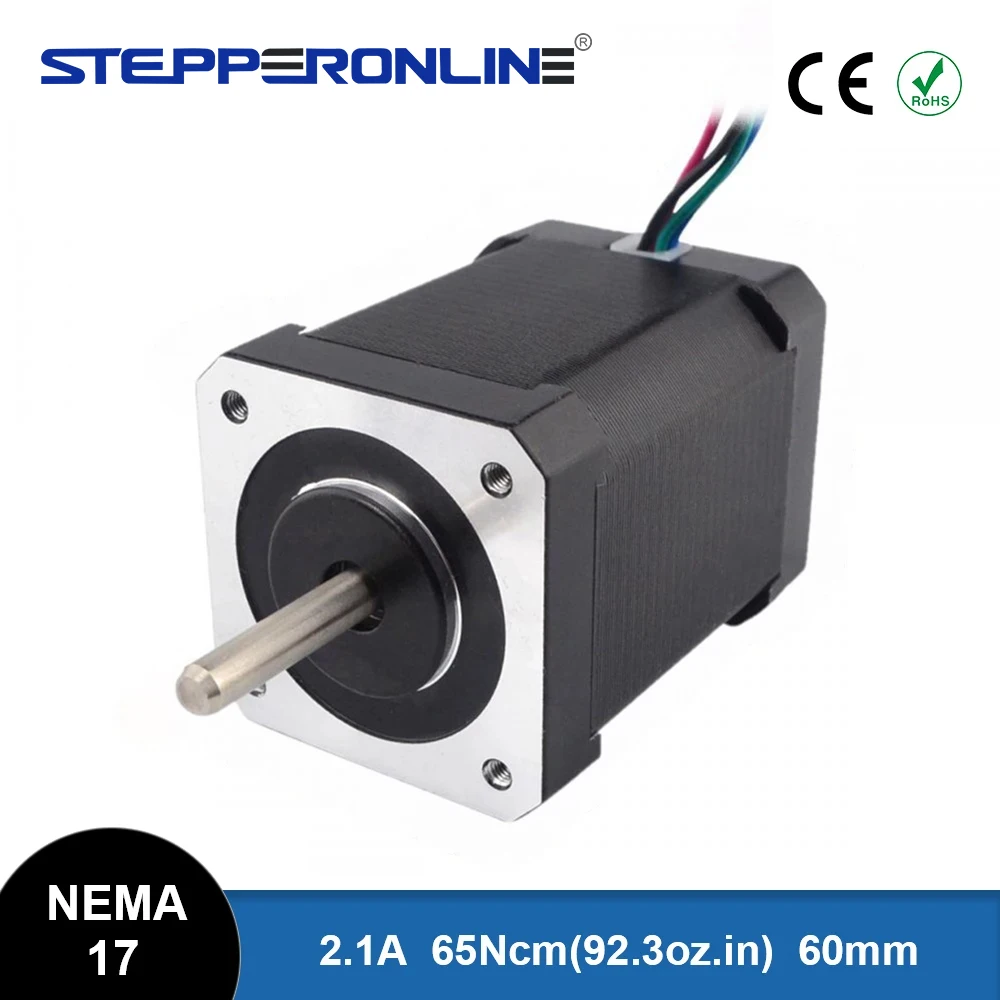 Dual Shaft Nema17 Stepper Motor 60mm 42 Motor 4 Leads 65Ncm(92.3oz.in) 2.1A 5mm Shaft Diameter for CNC XYZ/3D Printer