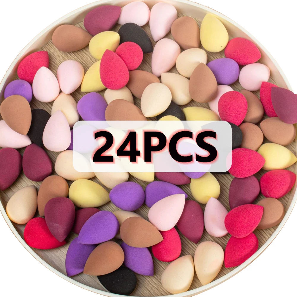 4-24 Stuks Mini Schoonheid Eieren Cosmetische Puff Zachte Foundation Sponzen Poeder Puffs Droog En Nat Gebruik Spons Schoonheid Tool Water Druppel Vorm