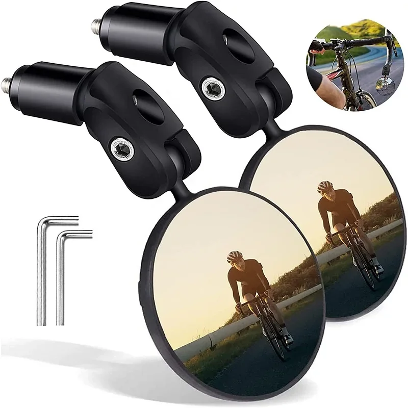 AliExpress OIMG 1/2PCS Universal Bicycle Rearview Mirror Adjustable Rotate Wide-Angle Cycling Handlebar Rear View