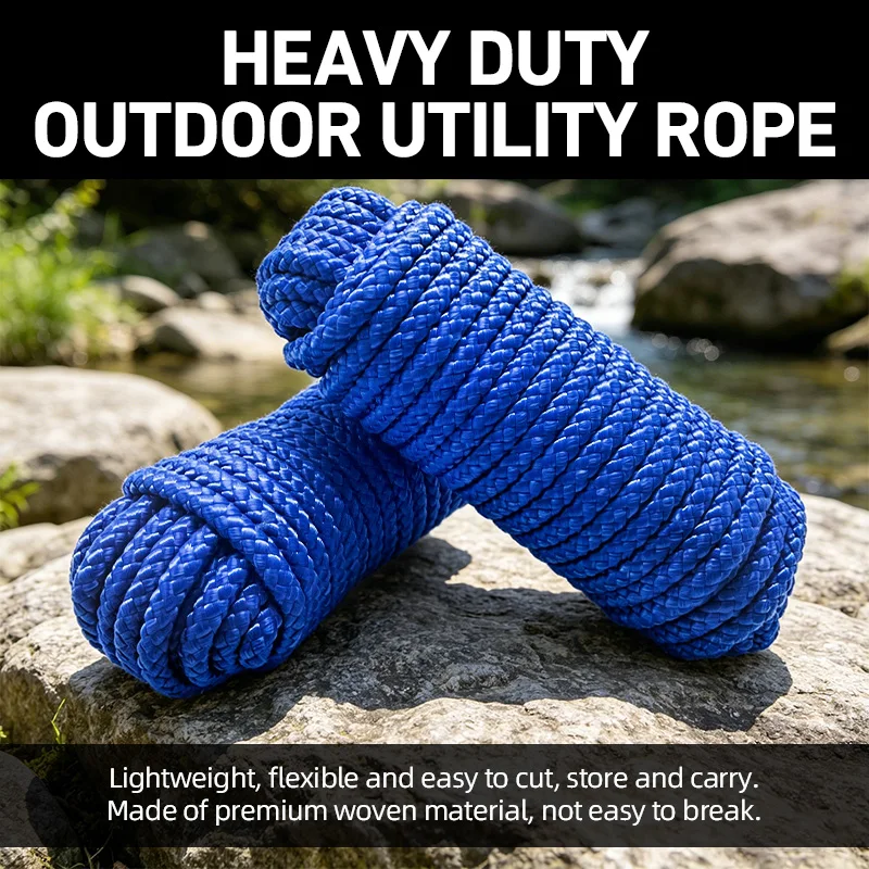 5/16" 50ft Polypropylene Rope,8mm Braided, Heavy Duty Multipurpose for Marine, Camping, Survival, DIY, Clothesline