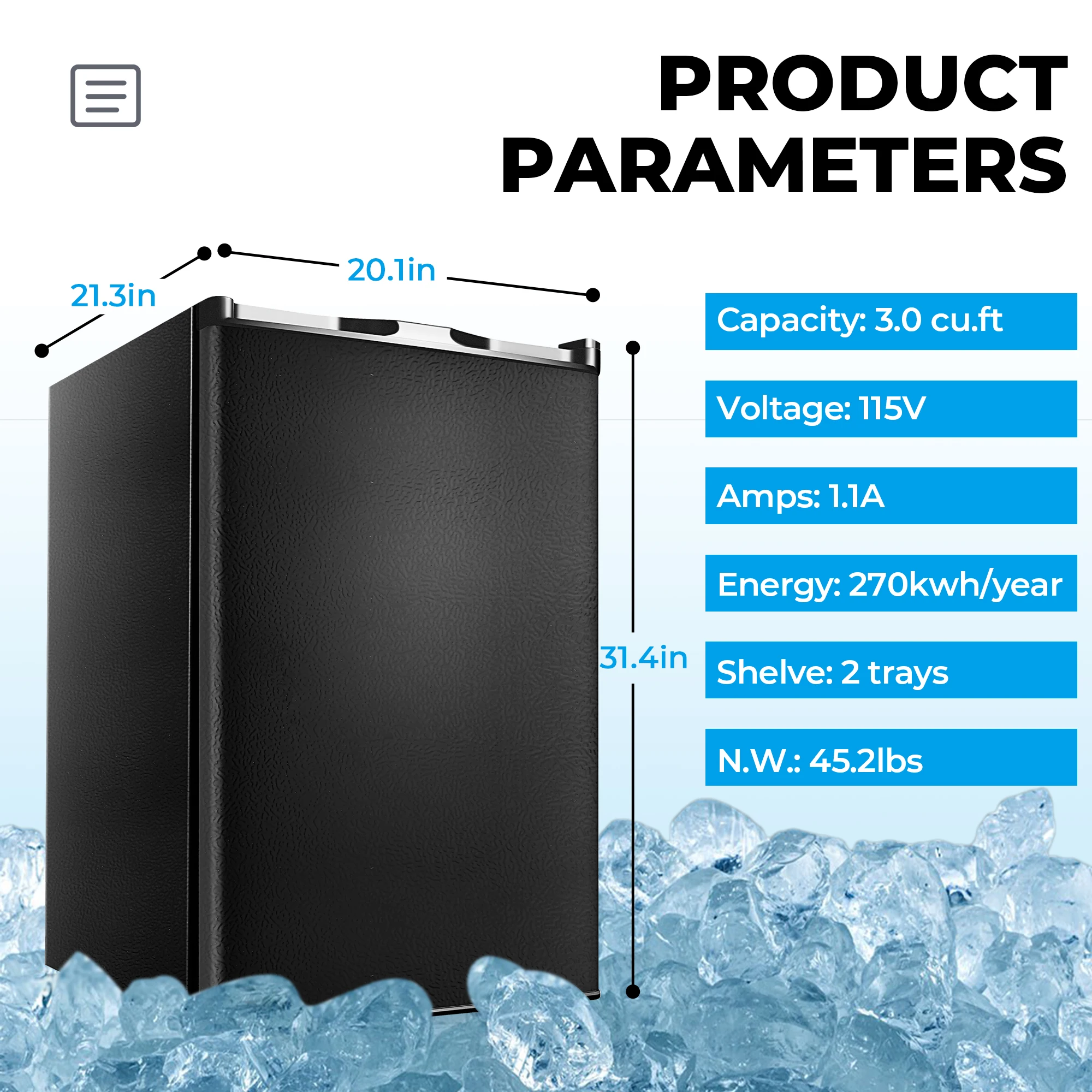 SIMZLIFE Congelador vertical 3.0 pés cúbicos Mini freezer compacto de porta única com porta reversível Pequeno freezer para dormitório doméstico e escritório