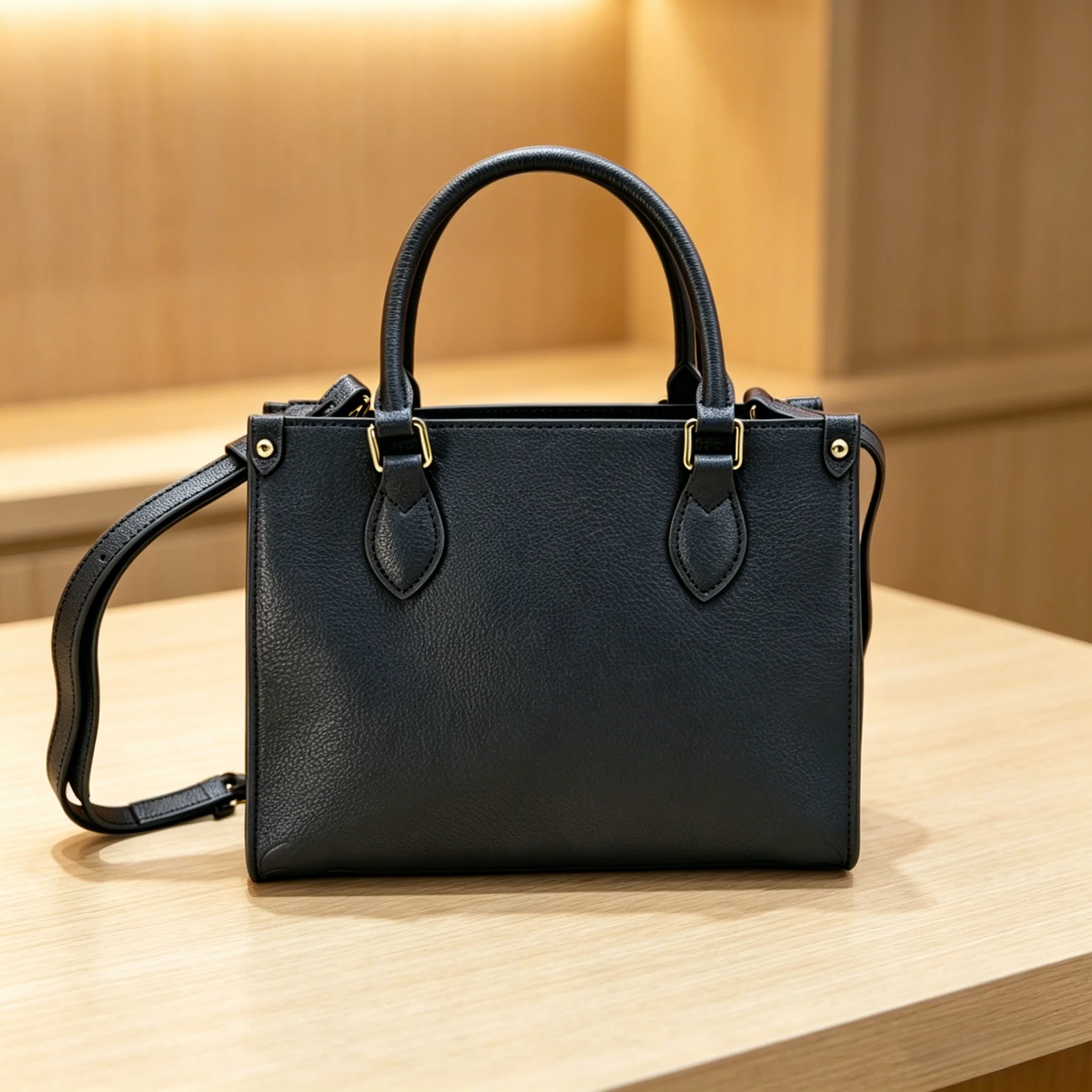 

2026 New Unisex Black Shoulder/Handbag, Leather, 25.0 x 19.0 x 11.5 cm