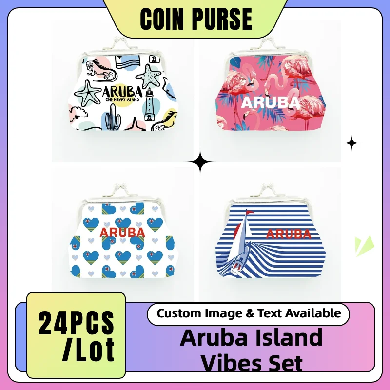 

24PCS/Lot Aruba Souvenir Coin Purse – PU Leather Mini Wallet, Travel Gift, Beach Keepsake for Aruba Gift Shop or Wholesale Use