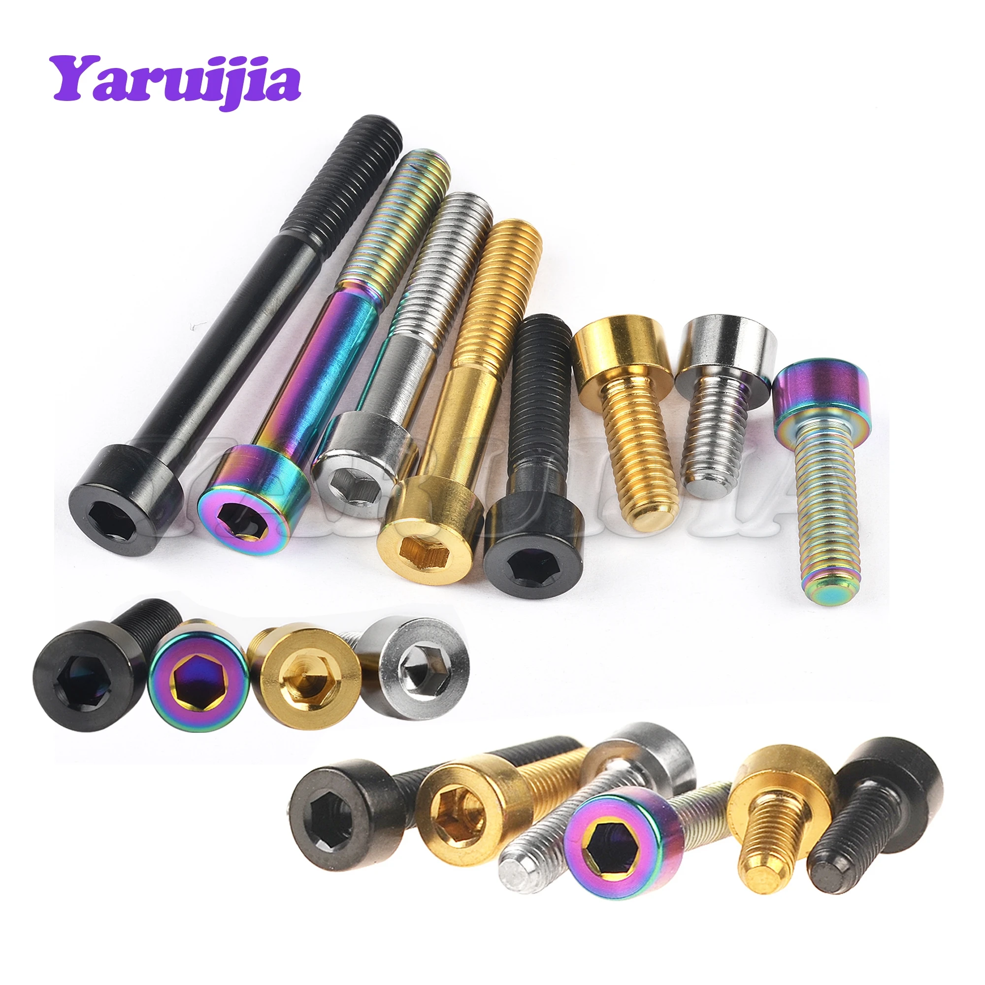 Yaruijia Titanium Bolts M7/M8x15/20/25/30/35/40/45/50/60/70mm Allen Key Head Bolt Screws for Bicycle Motorcycle Car