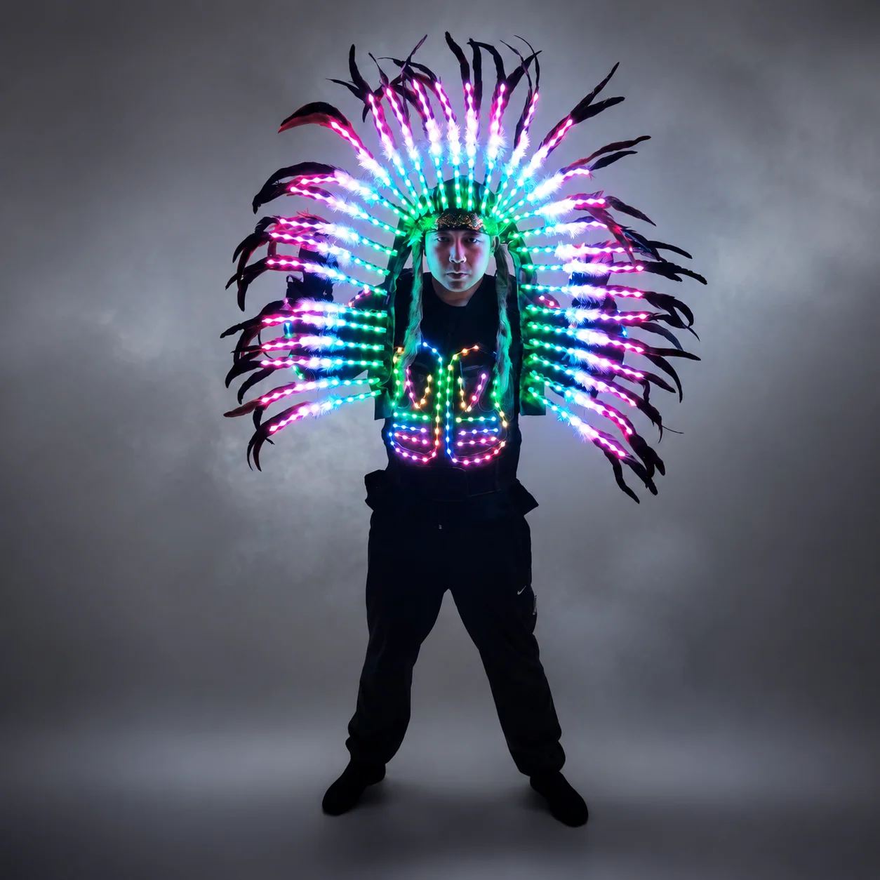 Costume en tricot à LED Shoous Armor Light Up Jacket, Costumes étincelants, Bar imbibé, Dance Team, DS Singer, DJ Nightclub, Full Document