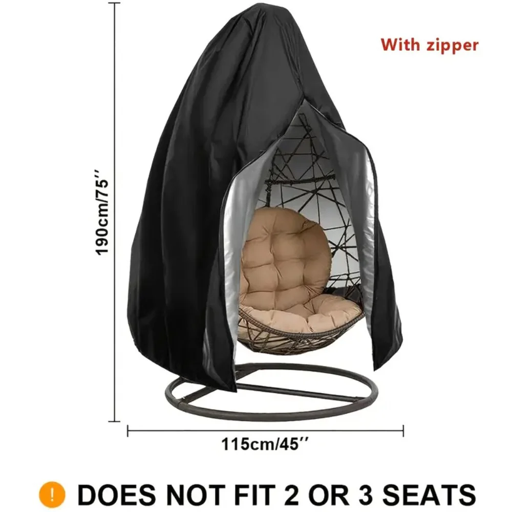210D Garden Egg Chair Cover, Wicker Egg-Shaped Swing Chair Cover, Waterproof, UV-Resistant, Durable Outdoor Chair Cover