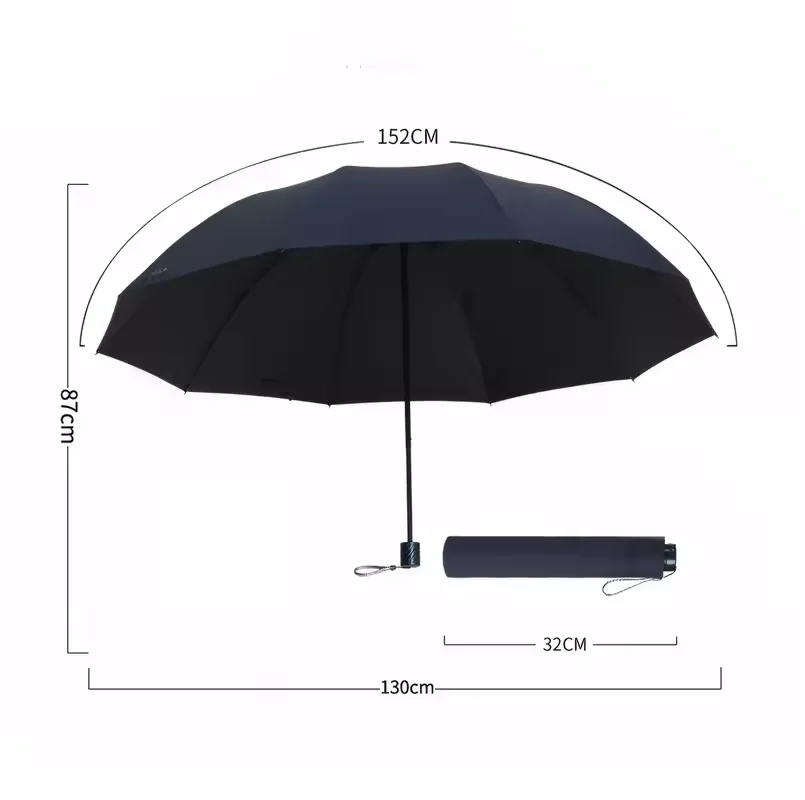Extra-Large 130cm Parasol Features a Three-Fold Design It Can Be Used in Both Sunny and Rainy Weather and Offers UV Protection
