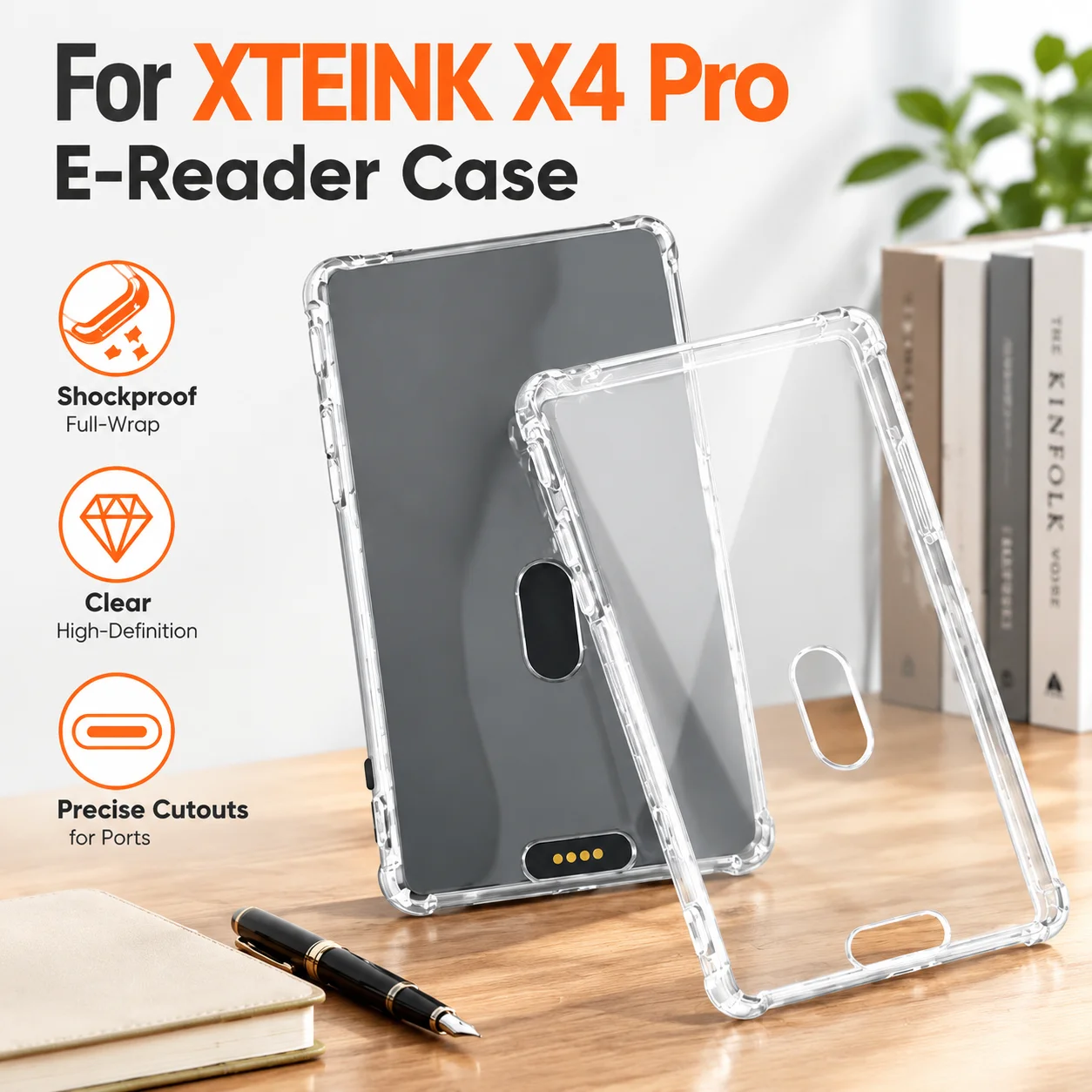 Clear TPU Case For XTEINK X4 Pro E-Reader Full-Wrap Shockproof Transparent Cover Slim Protective Shell