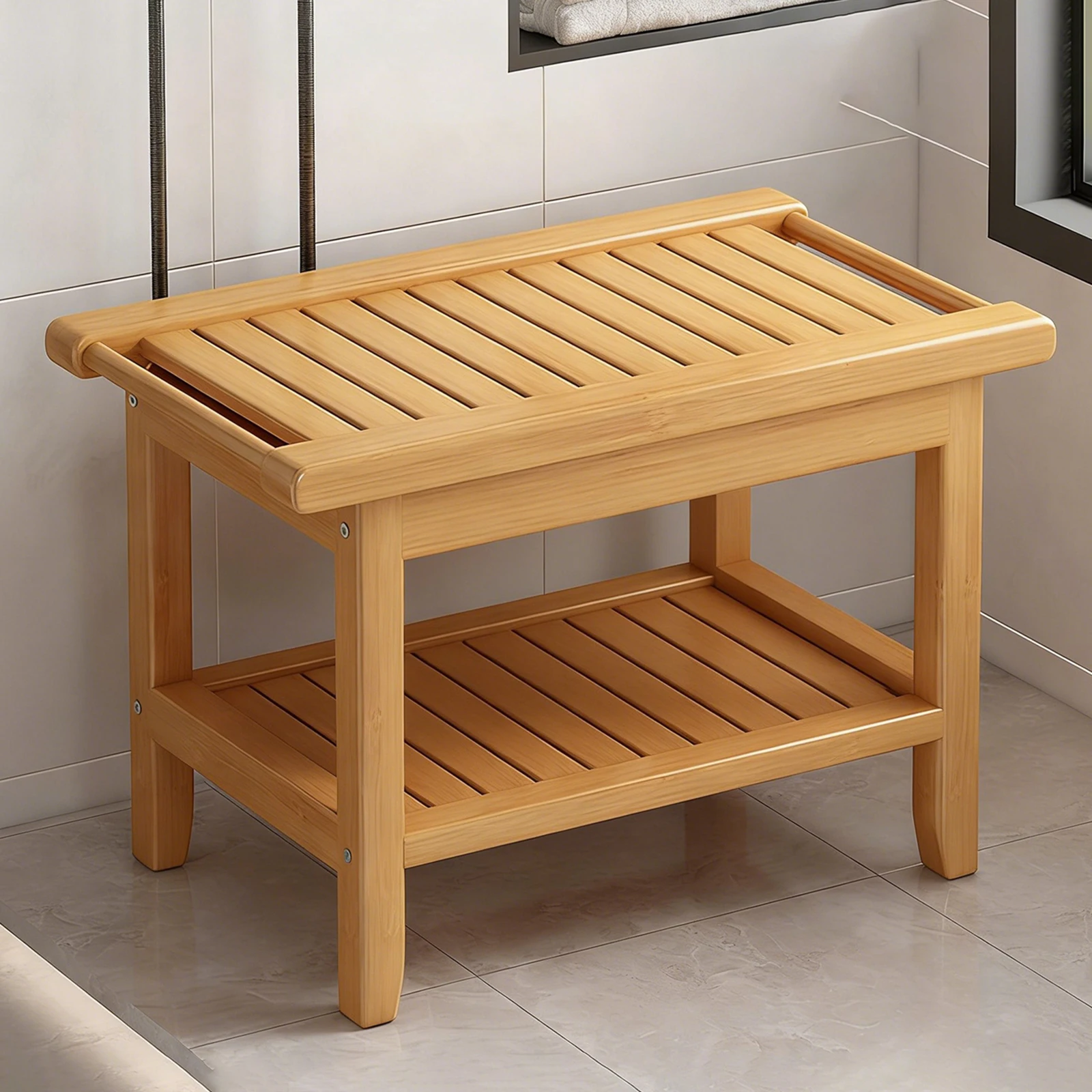 مقعد استحمام مقعد حمام خشبي مع درابزين متعدد الوظائف قوي مقاوم للماء مقعد حمام مسطح لكبار السن الحوامل