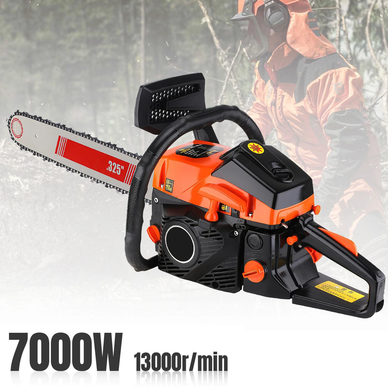 Tronçonneuse à essence professionnelle 68cc 20 pouces 6000W, tronçonneuse à 2 temps pour la coupe d'arbres, diamètre de coupe 55cm, pour l'abattage du bois