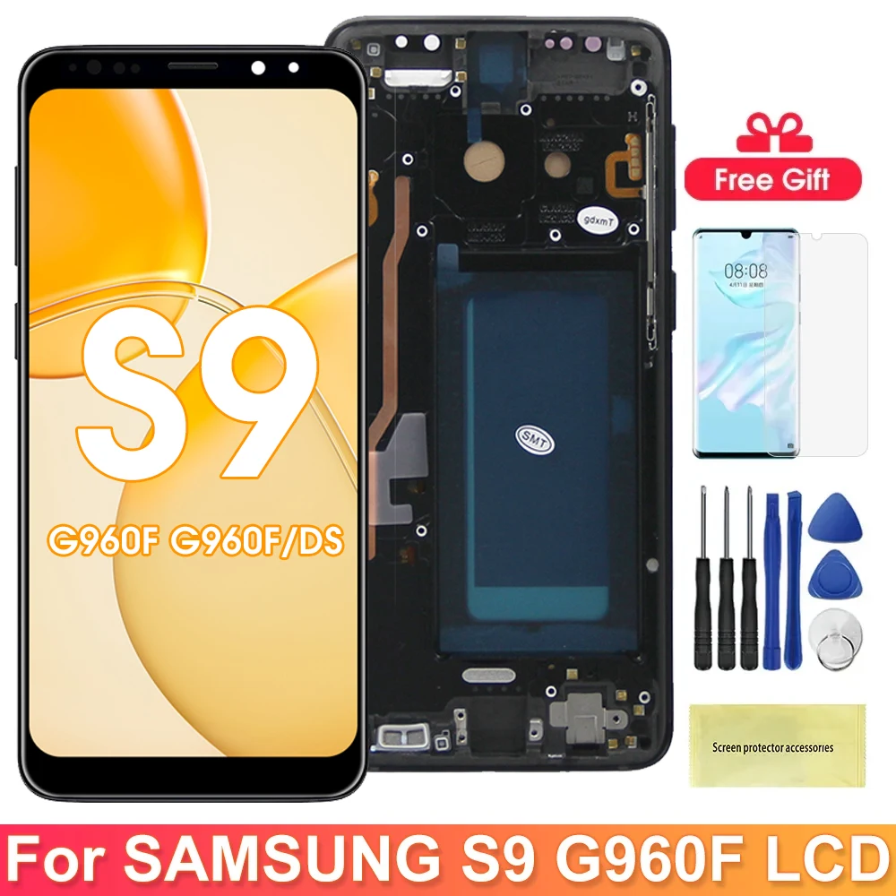 TFT S9 Display Screen for Samsung Galaxy S9 G960F G960F/DS Lcd Display Digital Touch Screen with Frame Assembly Replacement Part