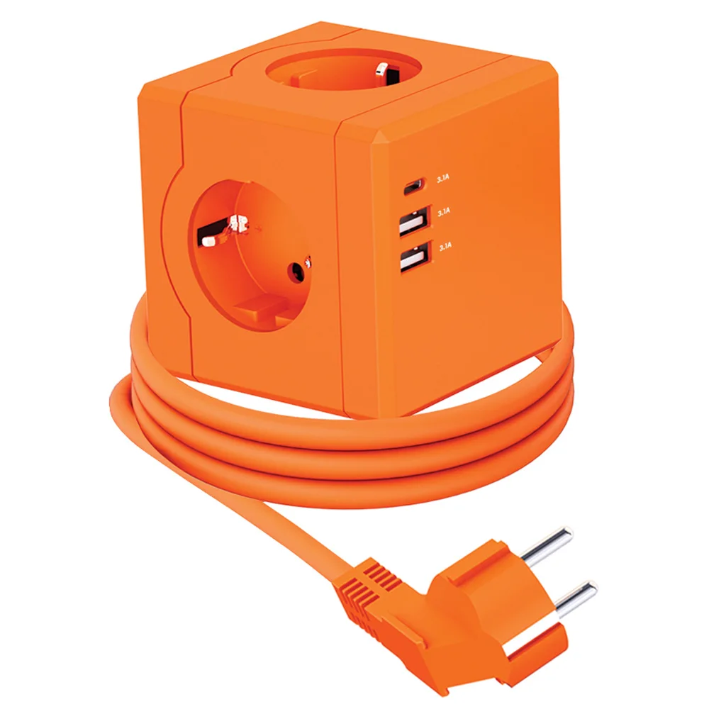 티메코 SF02 SF코팅 큐브 디자인 멀티탭 4000W 고용량 USB C타입 케이블형 1.8m