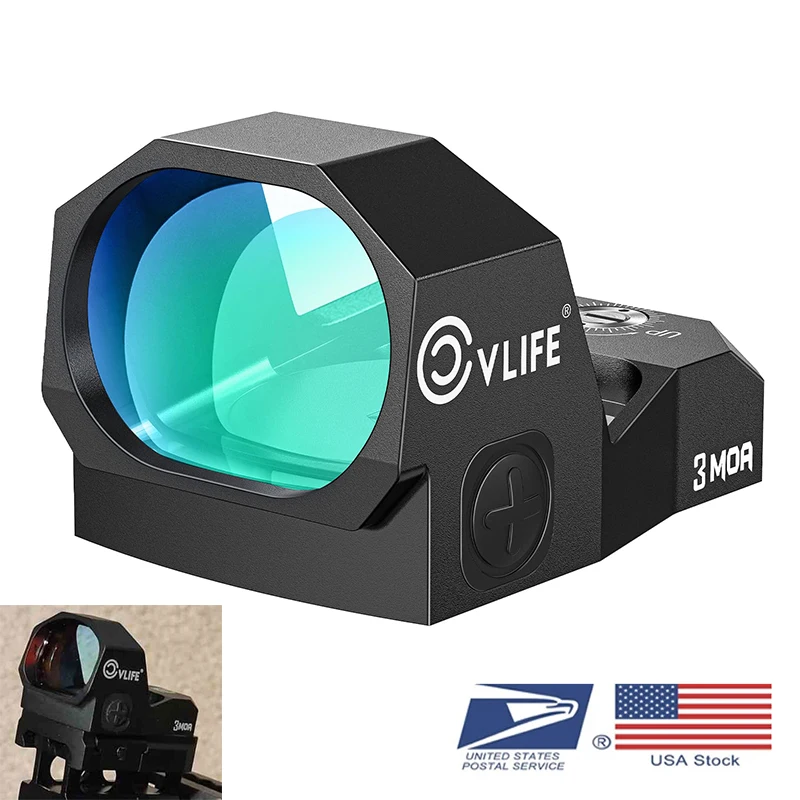 

CVLIFE WolfCovert Motion Awake Green Dot Sight RMR Cut Footprint 3MOA Shockproof Open Reflex Sight 22x28mm Lens Full-Size Optic