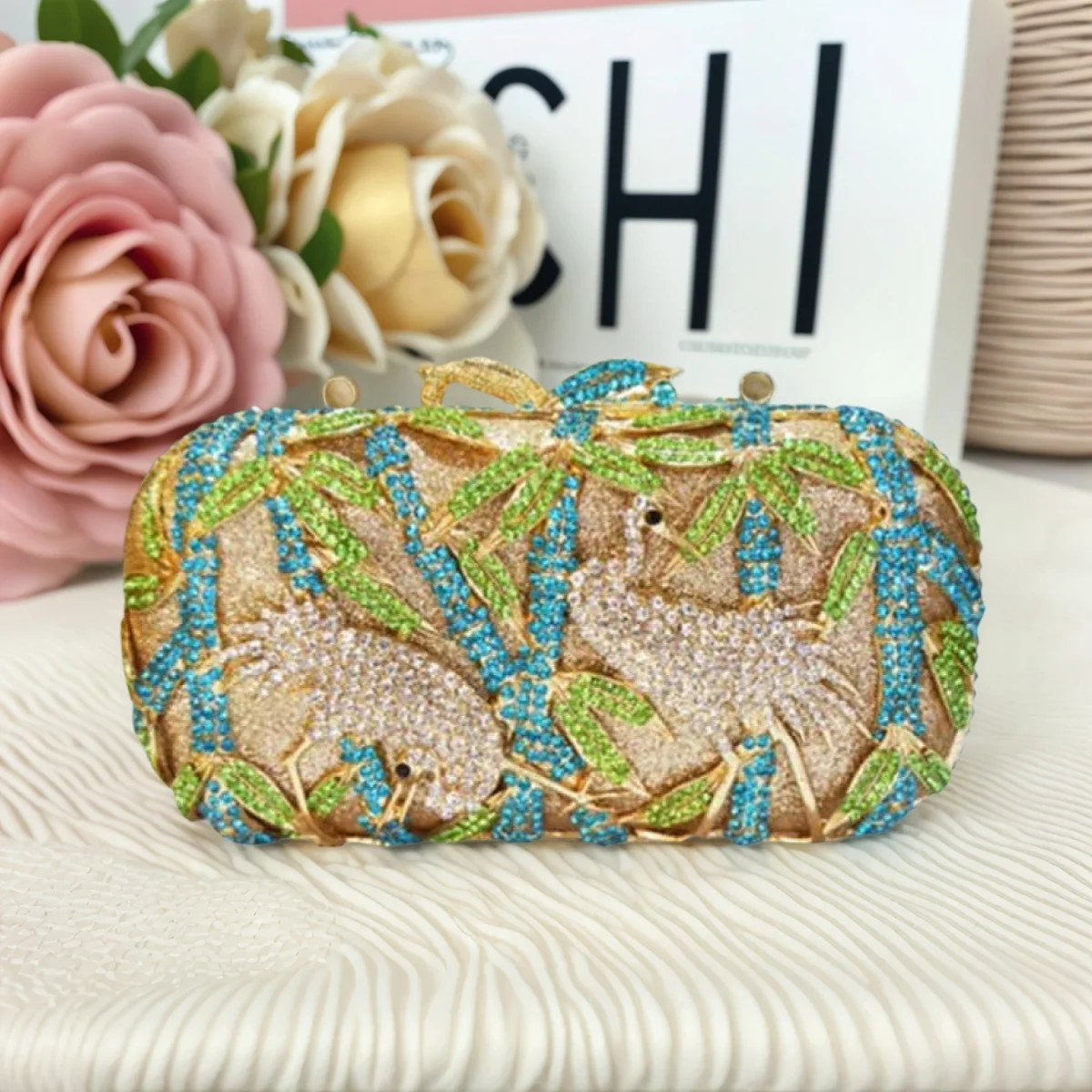 

Cute Peacock Pattern Rhinestone Bga for Women Chic Animal Crystal Clutch Purse Full Diamond Evening Purse for Banquet Prom Party