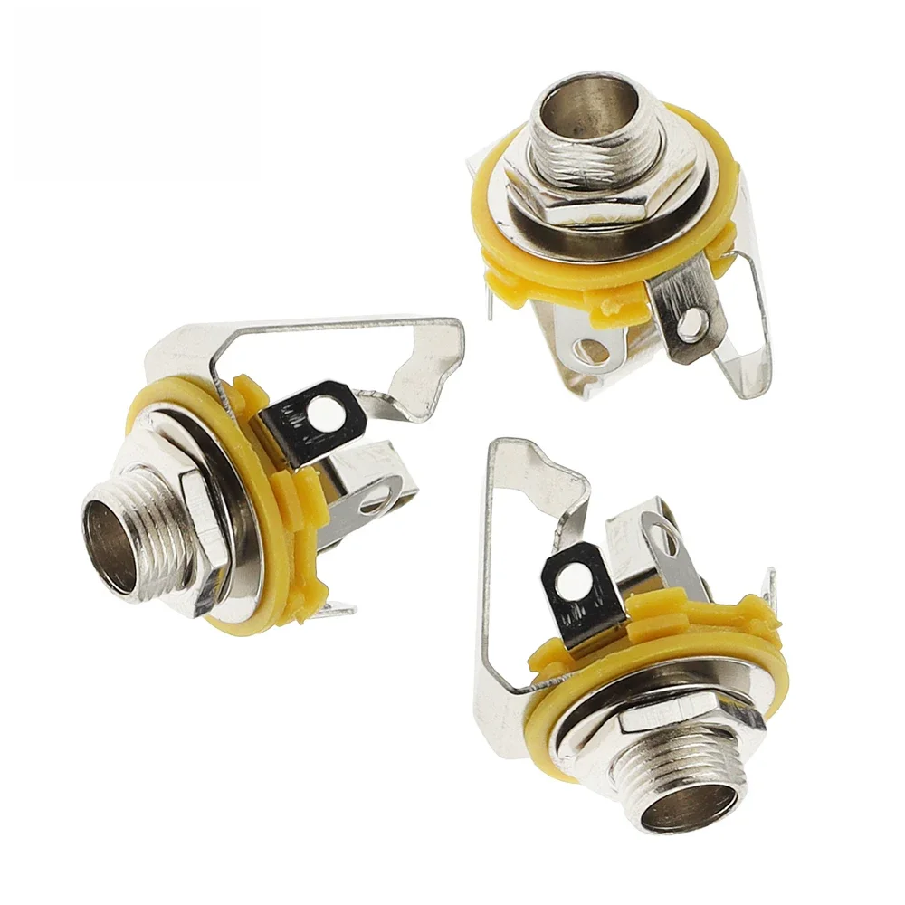 1 sztuk 6.35mm/6.5mm 3-biegunowy wtyk stereo jack Audio złącze żeńskie 6.35 typ spawania gniazdo panelowe DIY części — zdjęcie 2