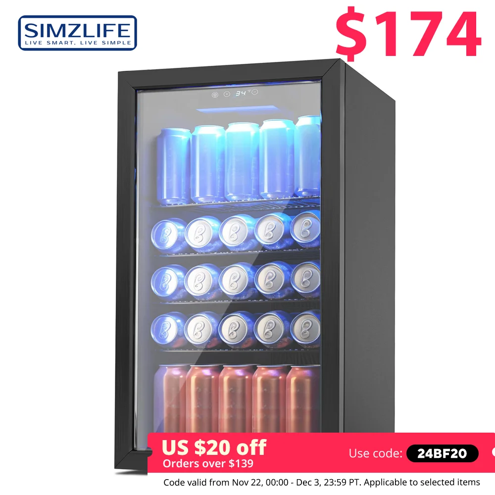 

SIMALIFE Mini fridge Beverage Wine Cooler Capacity Under Counter Built-in or Freestanding Wine Refrigerator for Home Bar Drink