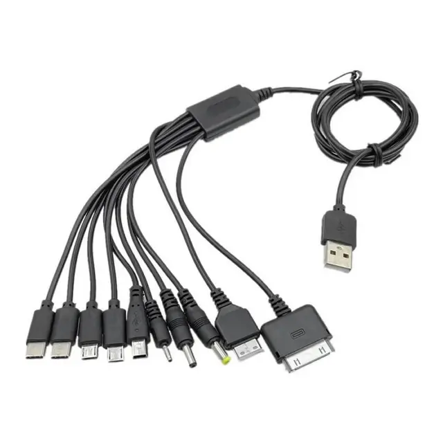 Uniwersalny kabel USB 10 w 1, kabel do ładowania kompatybilny z wieloma telefonami komórkowymi, słuchawkami Bluetooth, głośnikiem, odtwarzaczem MP3 i nie tylko