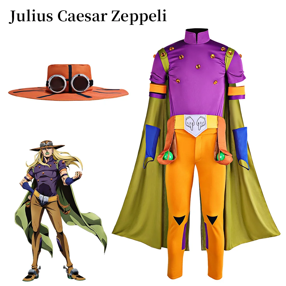 

JOJO Gyro Cosplay Costume, JoJo's Bizarre Adventure Gyro Zeppeli Outfit With Cloak, Anime Cowboy's Costume Halloween Carnival