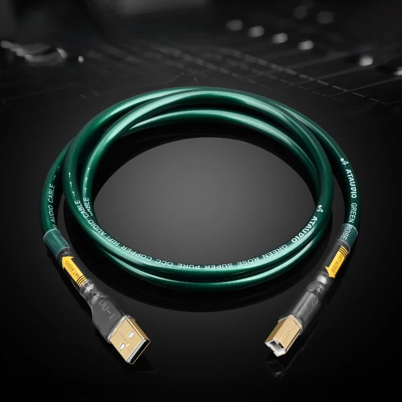 Posrebrzany kabel USB Hi-Fi wysokiej jakości 6N OCC A-B C-B do dekodowania DAC, kabel do transmisji danych, kabel USB — zdjęcie produktu 6