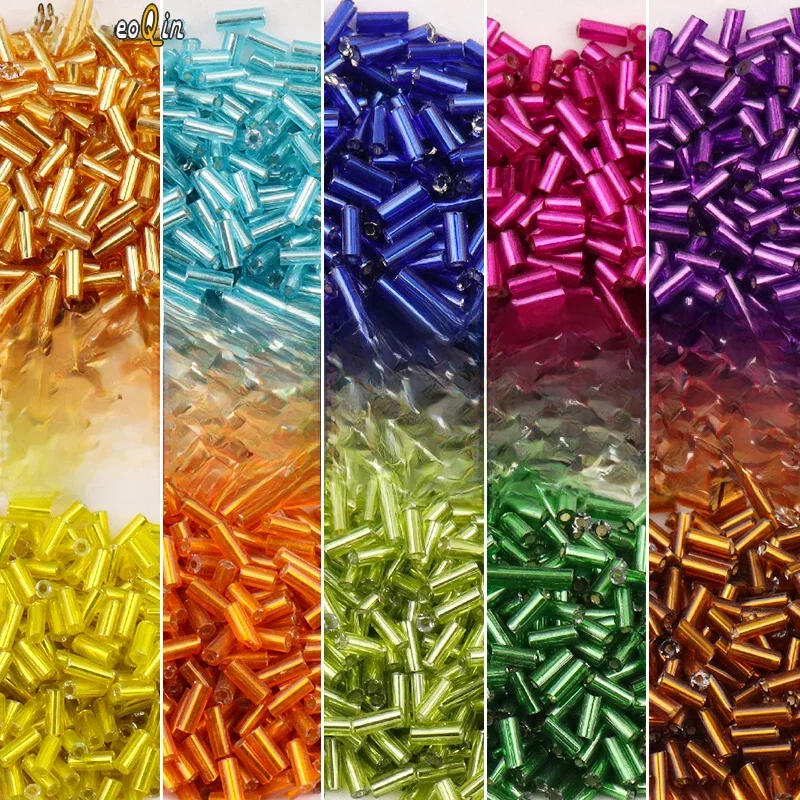 5g 2*4mm 2*6mm ligne d'argent Tube Bugles H perles de verre perles de rocaille d'espacement en vrac pour la couture fabrication de bijoux à la main bricolage couture