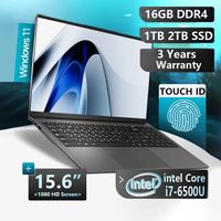 FUCHU 15.6'' Laptop Computer 16GB DDR4 1TB SSD Intel i7-6500U Computer Fingerprint unlock Windows 11 Laptop Office Study Game PC