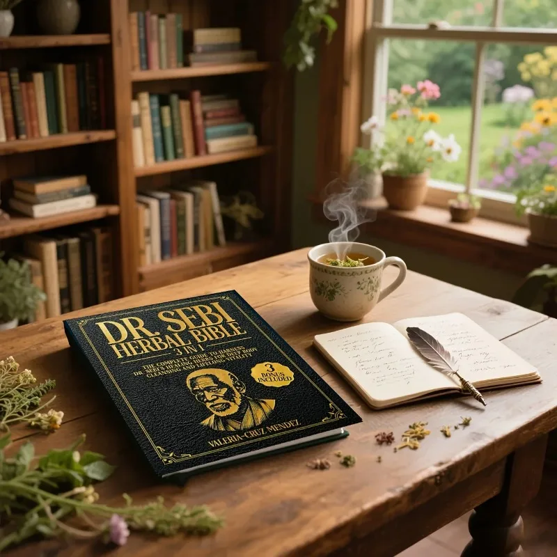 Black Leather Texture Golden Print Herbal Knowledge Book, Natural Plant Guide English Reading Book for Botany Lovers